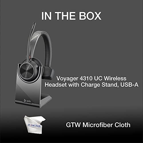 Teck Global Worly Wyager 4310 UC אוזניות Bluetooth מונו אלחוטיות עם עמדת מטען - צרור GTW עבור Deskphone,