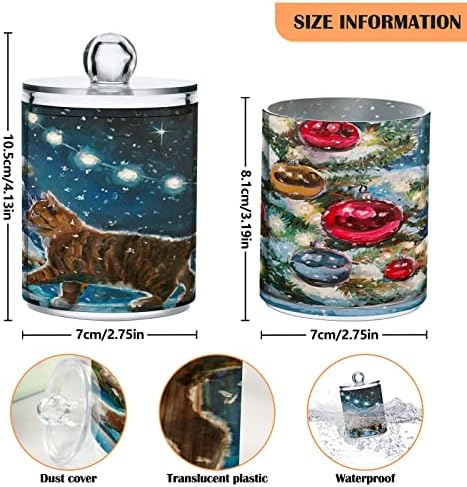 Alaza 4 Pack QTIP מחזיק מתקן חתול קטן חתלתול תחת עץ חג המולד מארגן אמבטיה מיכלים לכדורי כותנה/ספוגיות/רפידות/חוט