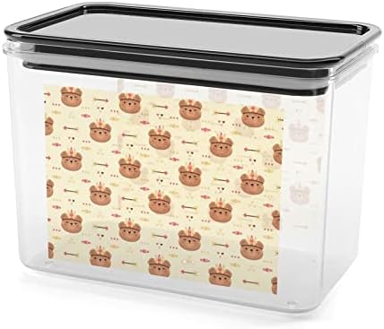 חמוד דוב שבטי בוהו אחסון מכולות ברור פלסטיק קופסא עם מכסים לשימוש חוזר פחי מטבח דגנים חטיפים יבש מזון
