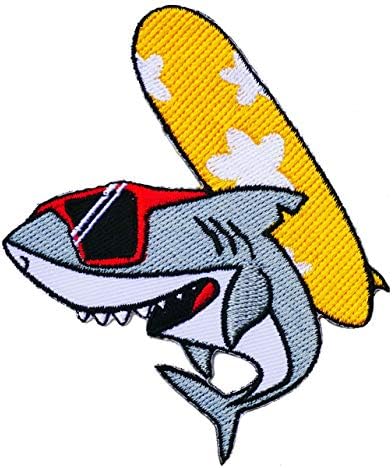 כריש אבק גרפי גלישה Aloha Hawaii ברזל רקום על תיקון אוקיינוס ​​מצחיק אהבה שלום רגש רגש לוגו סימן ז'קט