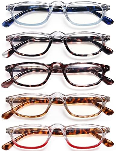 5-חבילה קריאת משקפיים כחול אור חסימת עבור גברים נשים קורא משקפיים אנטי לחץ בעיניים