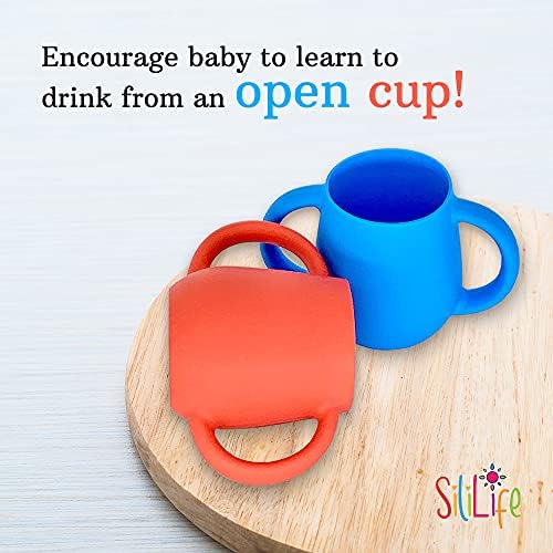 סיליליפה סיליקון כוסות תינוקות לתינוק או פעוט 2 חבילה אריזה גמישה BPA בטוחה של BPA בחינם עם ידיות קלות