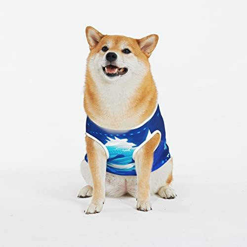 חולצות חיית מחמד כותנה כותנה כחול-כוכב-מרמאיד-דולפינים תלבושות גור כלב חתול פיג'מה כלב רך אופן סרבל
