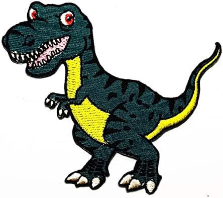 קליינפלוס 2 יחידות. קריקטורה ילד של דינוזאור לתפור ברזל על תיקון רקום אפליקצית מלאכת בעבודת יד בגדי