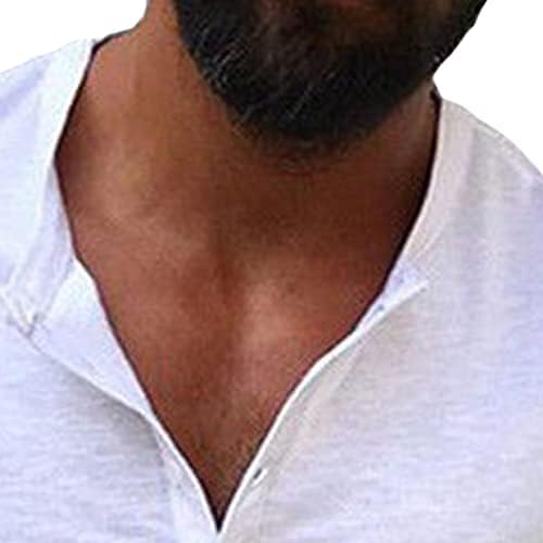 Maiyifu-GJ לגברים מזדמנים אופנה בסיסית חולצות טירטס קדמי שרוול קצר שרוול קל כותנה צווארון V