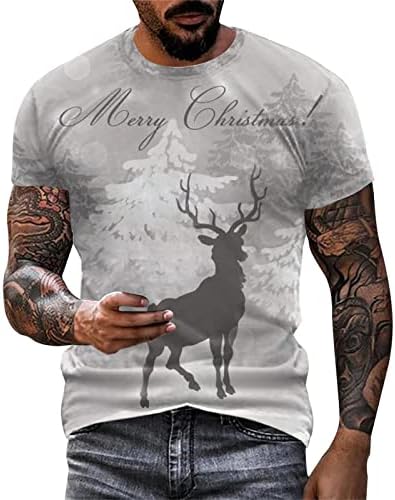 חולצת טקס חג המולד של Xiloccer Mens Sports Ffitness Outdoor 3D הדפסת דיגיטל חולצה חולצת שרוול קצר חולצות