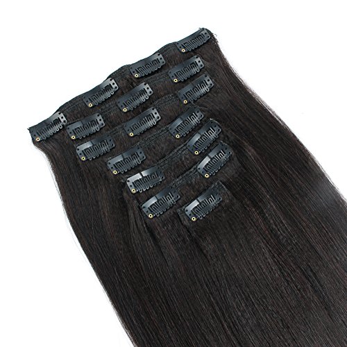 סאסינה קליפ שיער טבעי הרחבות יקי ישר סגנון טבעי צבע 16 אינץ רמי לא מעובד רך קליפ על תוספות לנשים