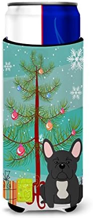 אוצרות קרוליין BB4139MUK עץ חג מולד שמח בולדוג צרפתי שחור אולטרה חיבוק לפחיות רזות, יכול שרוול קריר
