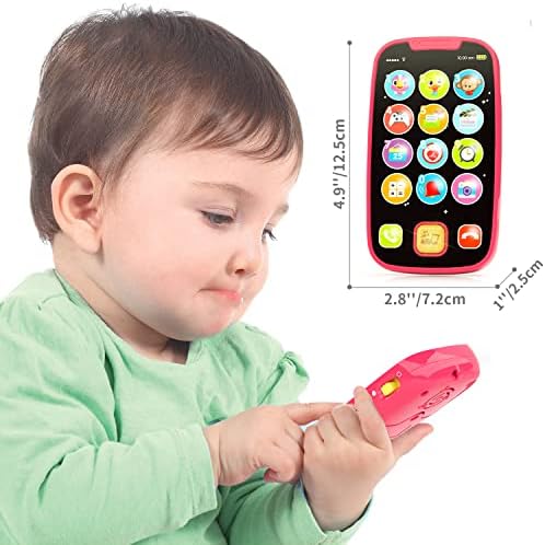 תינוקות ללימוד מוזיקלי צעצועים טלפונים סלולריים עם תאורה, ציאן ואדום, פעוטות תינוקות 6 12 18 24 חודשים