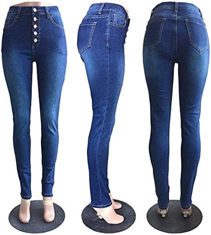 מכנסי ג'ינס רזים עם מותניים גבוהות ומותניים עם מכנסי ג'ינס נמתחים עם מכנסי כפתור רוכסן עם מכנסי רוכסן
