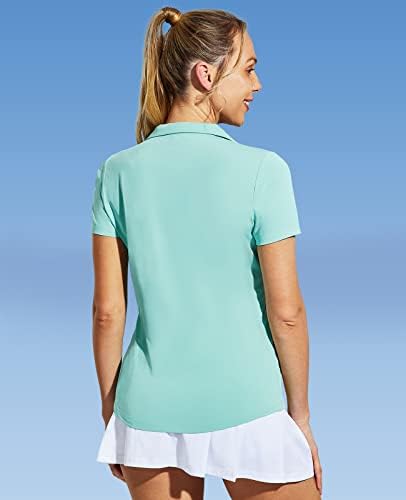חולצות פולו גולף נשים של נשים צווארון נ 'צוואר חולצת טניס שרוול קצר, התאמה יבשה, פיתול לחות, הגנה מפני