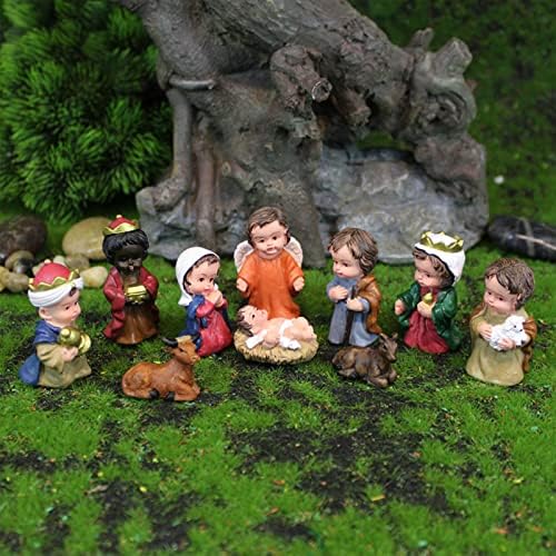 DEKIKA מתנות דקורטיביות נהדרות לחג המולד, פסל שרף של לידתו של ישו קבע סצנת שולחן חג המולד סצנת אופי