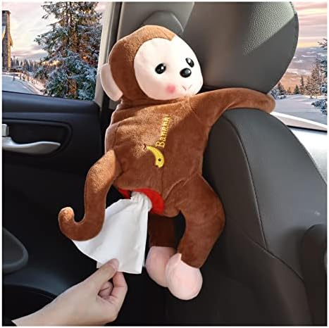 מחזיק רקמות קוף לרכב, סגנון צעצוע בסגנון אנימה אחסון רקמות רקמות Kleenex רקמות לרכב לשימוש ביתי באביזרי
