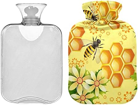 בקבוקי מים חמים עם כיסוי פרחי דבורים כוורת חמה מים תיק עבור כאב הקלה, שרירים כואבים דלקת פרקים, מים
