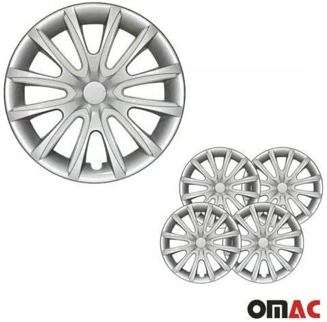 OMAC HubCaps 16 אינץ 'לטויוטה טאקומה אפור ולבן 4 יח'. כיסוי חישוקי גלגלים - כובעי רכזת - החלפת חוץ של