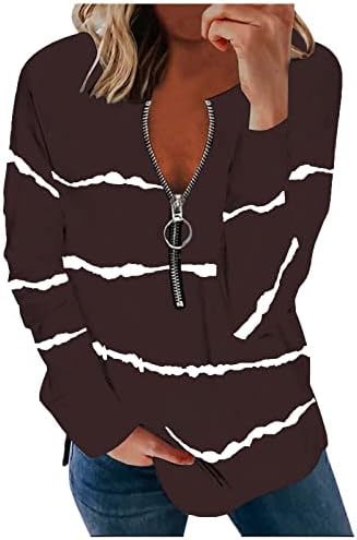נשים של רפוי ארוך שרוול טי חולצה חולצות חצי רוכסן בסוודרים נשים רופף מתגנדר מקרית טוניקת סווטשירט חולצת
