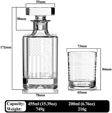 וואטאקה ויסקי לגין סט חקוק אנחנו את אנשים אמריקאי דגל עם 4 כוסות עבור משקאות ויסקי בורבון או יין