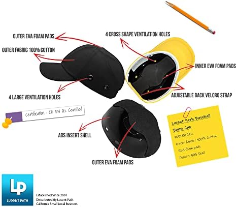 3 חבילות שחורות + 3 חבילות כחולות - Lucent Path Baseball Bump Cap כובע כובע קסדה קסדה כובעי בטיחות לגברים