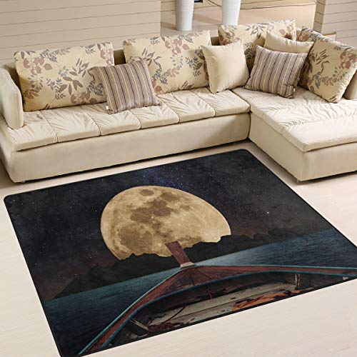 Mr.XZY ירח מלא מעבורת מעבורת Starry Sky שטיח אזור גדול לסלון ללא החלקה מים מנעול מים משחק שטיח מחצלת