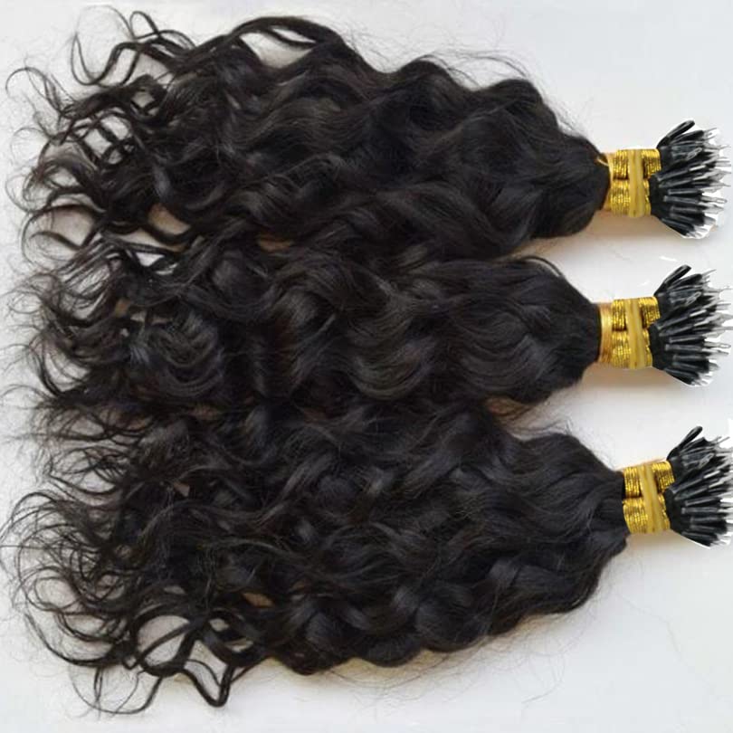 ננו טבעת אמיתי שיער טבעי הרחבות ברזילאי רופף גל רמי שיער ננו חרוז שיער הרחבות עבור נשים