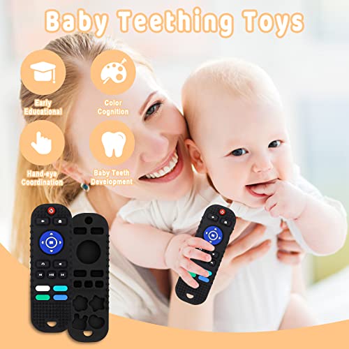 צעצועים של תינוקות לתינוק, 3 יח '/צעצועים בקיעת שיניים לתינוקות 3-12 חודשים סיליקון רך שלט רחוק מעצבים