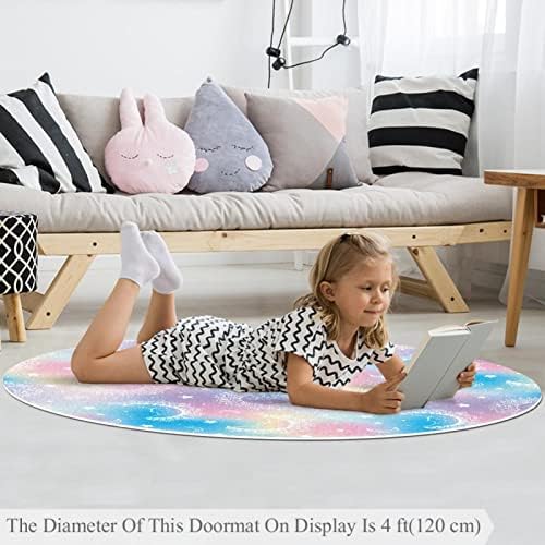 Llnsupply גודל גדול 4 מטר ילדים עגול ילדים שטיח גלקסי גלקסי אופל ירח שמש משתלת כרית שטיח לא להחליק ילדים