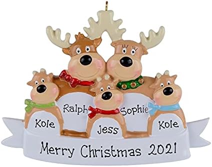צלמיות קישוט קישוט עיצוב הבית עץ עץ מותאם אישית 2021 צבי קישוטי משפחת חג חג המולד חג המולד חג המולד