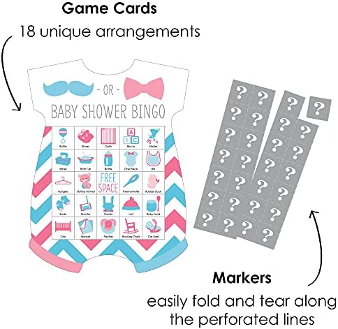 נקודה גדולה של אושר שברון מין לחשוף-תמונה בינגו כרטיסים וסמנים - מין לחשוף מסיבת תינוק מקלחת בצורת בינגו