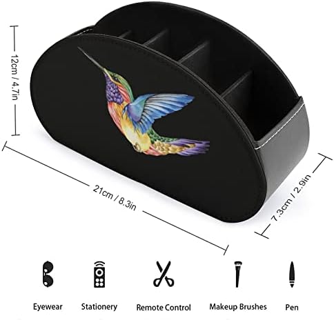 Hummingbird קעקוע טלוויזיה מודפסת מארגן מרחוק מחזיקי בקרת קופסאות עור PU 5 תאים מיכל אחסון