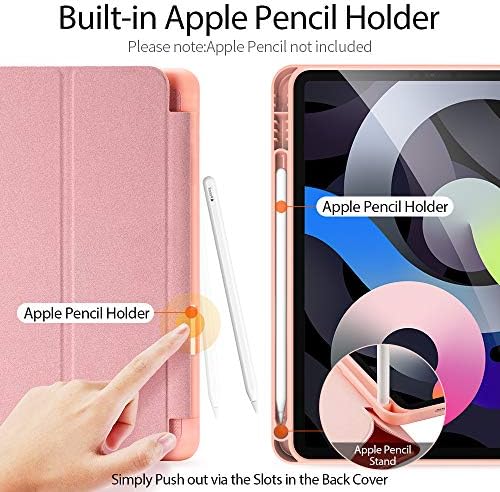 iPad Air 4 מארז 10.9 אינץ '2020 עם מחזיק עיפרון, טעינה בעיפרון, מכסה עמדת טירפולד מגנטית של TPU רך