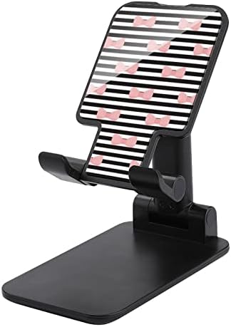 קשתות ורוד פס שחור לבן מודפס שולחן עבודה מתקפל מחזיק טלפון סלולרי מתכוונן אביזרי שולחן כתיבה למשרד נסיעות