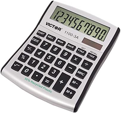 ויקטור 11003A 1100-3A מחשבון שולחן עבודה קומפקטי, LCD בן 10 ספרות
