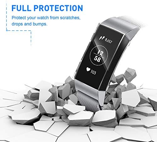 8 חתיכות מגן מסך מארז TPU רך תואם לכיסוי מלא של Fitbit מכסה פגוש מצופה מגן מסביב, Fitbit מטען 3/ מטען