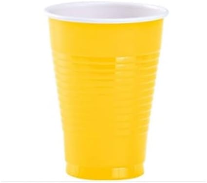 AMSCAN BIG PARCH PACK כוסות פלסטיק, 50 ספירה, שמש צהובה