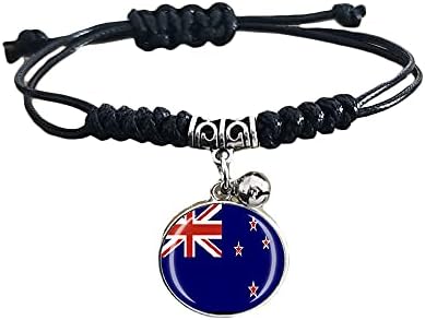ניו זילנד דגל קלוע צמיד מתכוונן ניילון שרשרת קריסטל צמיד מזכרות, אופנה בעבודת יד צמיד לגבר & מגבר; אישה