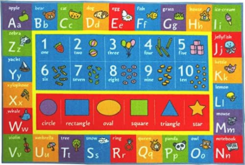 אלפבית, מספרים וצורות למידה חינוכית ומשחק מהנה אזור משחק החלקה ילד וילדה שטיח שטיח לילדים חדר שינה,