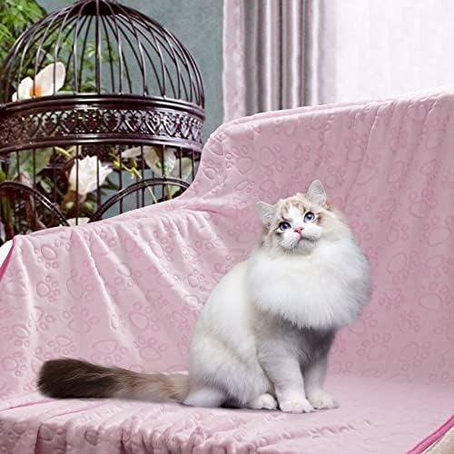 ממולא פרימיום רך חתול שמיכה, עם פלנל ורוד חמוד הדפסת כפה, 40 * 32 סנטימטרים
