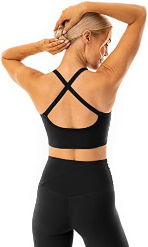 Lavento's Cross Cross Back Back Bras Bras Bras Crop Top עם חזייה מובנית