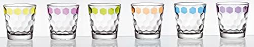 זכוכית ברסקי-סט של 6 כוסות-עם צורת עיצוב מתומן-להקת צבע-צבעי אסט-12.5 עוז. - תוצרת אירופה