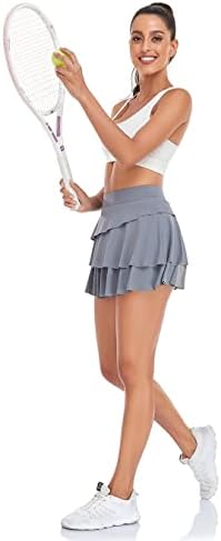 חצאיות טניס קפלות נשים קפלות נשים שכבות גולף גולף סקורטס שמלה פעילה עם מכנסיים קצרים לאימון ריצה אתלטית