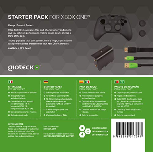 חפיסת סוללות של חפיסת סטרטר של Giotceck, כבל HDMI, אחיזת אגודל - Xbox One