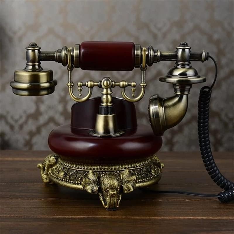 MMLLZEL עתיק טלפון קבוע מתקשר בית זיהוי קווי שרף טלפון וחיקוי מתכת לחיוג כפתור ללא ידיים