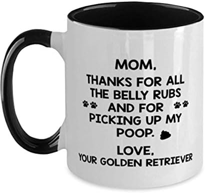אמא של רטריבר הזהב, תודה על כל הבטן משפשפת ועל שהרימה את קקי שני ספל קפה שחור ולבן ספל 11oz.