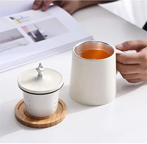 ZHUHW תוחם כסף כוס קרמיקה כוס תה תה הפרדת מים מסנן משרד כוס תה אישי עם מכסה