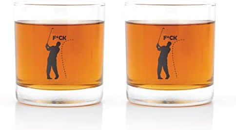 גולף ויסקי משקפיים - סט של 2 - שחור מדיח כלים בטוח הדפסת - מצחיק גולף מציג עבור גברים, נשים, אבא, אמא,