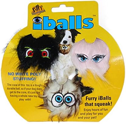 Squeakers מטופשים –ABALL-DOG צעצוע-שחור-שחור וורוד משולבת-פו-פרווה פרווה-ליבה פלסטית-מעוצב-ריצוף עמיד-עמיד