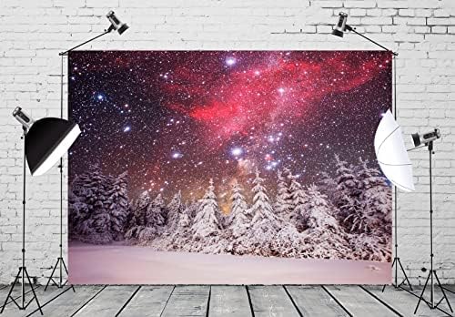 Corfoto 9x6ft בד חורפי שמיים כוכבי כוכבי לילה כוכבי לילה חורפים עצי אורן מושלגים רקע פתיתי שלג