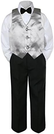4 pc ילד פעוט ילד נוער חליפה פורמלית חליפה מכנסיים שחורים חולצה אפוד עניבת פרפר סט עניבה 8-20