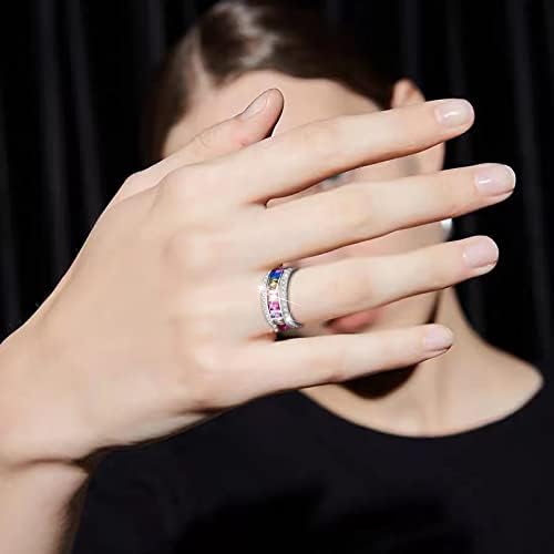 2023 זירקון רב -צבעוני חדש טבעת נשים טבעת אופנה פשוטה אביזרים פופולריים גל טבעת