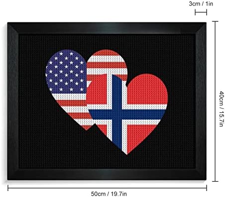 ערכות ציור יהלומי דגל לב אמריקאי נורבגיה מסגרת תמונה 5 עשה זאת בעצמך תרגיל מלא ריינסטון אמנויות וול